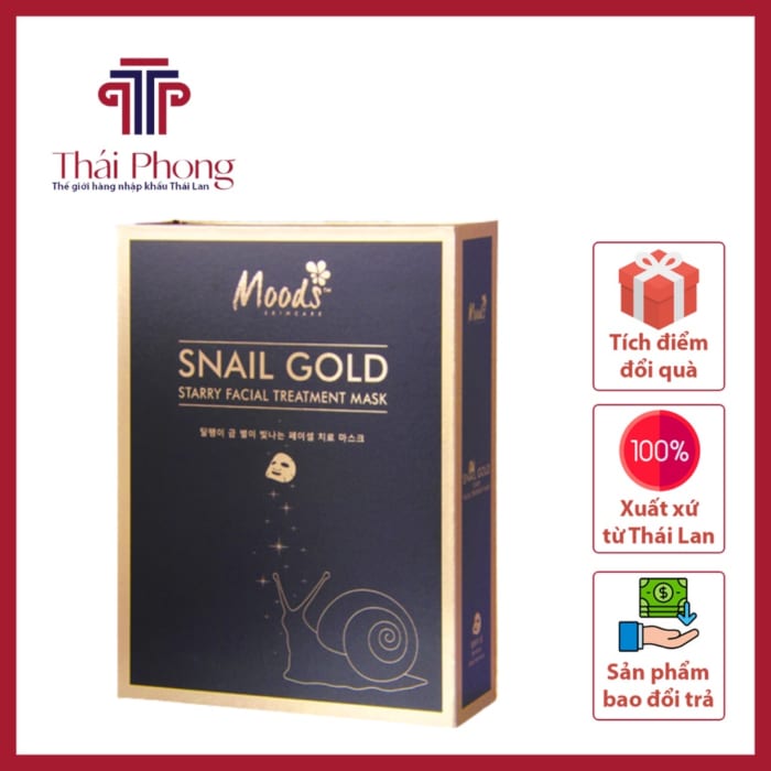 Mặt Nạ Ốc Sên Dưỡng Ẩm, Trắng Da Moods Snail Gold Chính Hãng Thái Lan